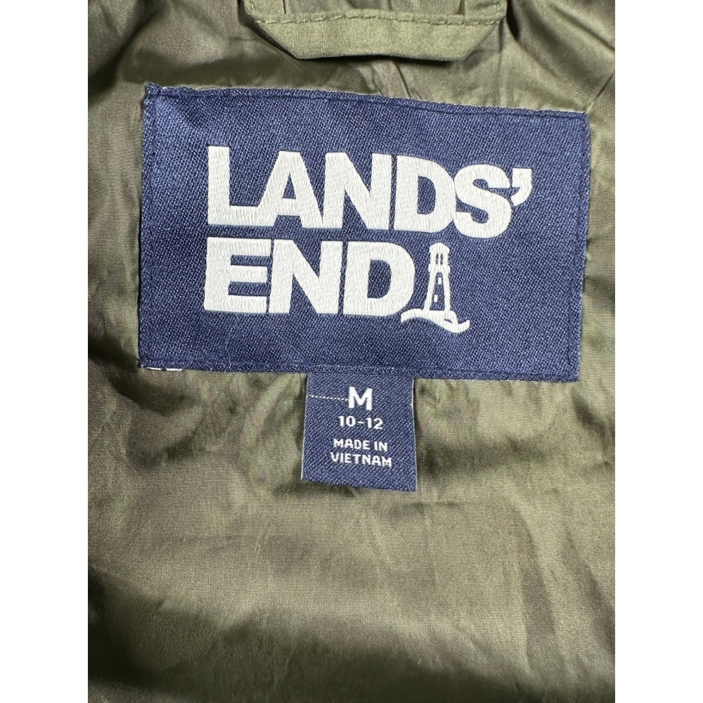 Lands End Down Fill Puffer Vest Womens Sz M (10-12) Sage Green Quilted Full Zip - Picture 4 of 11